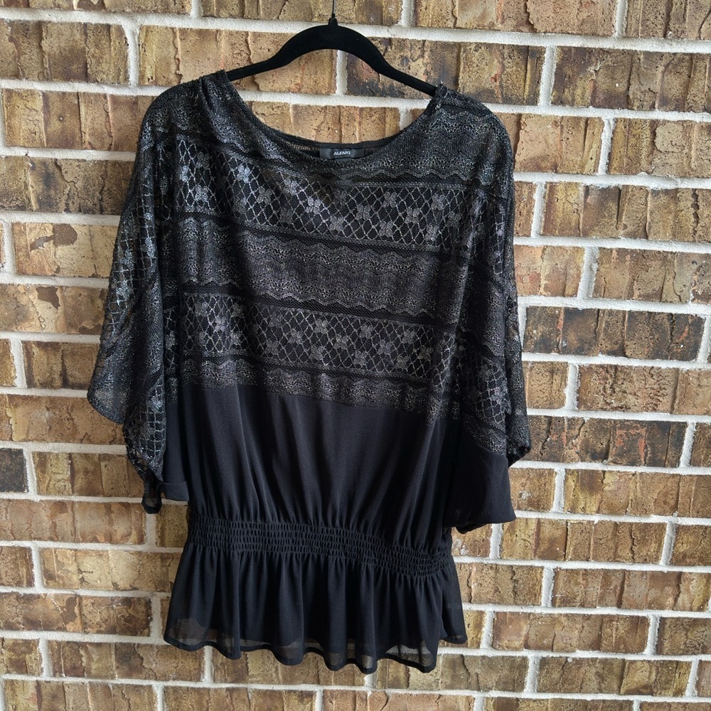 Alfani Elegant Black Lace Blouse